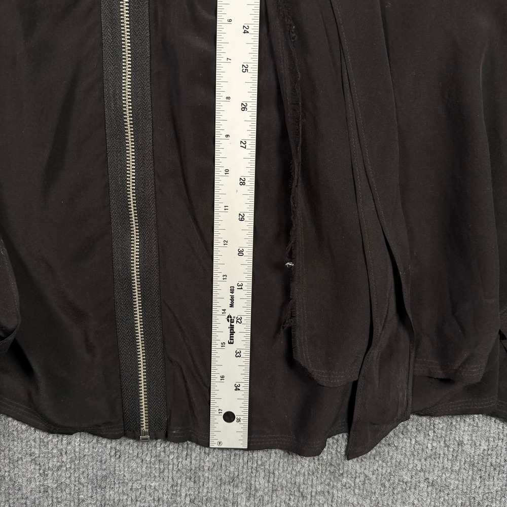 AllSaints Silk Sleeveless Zip Front Top Womens Medium Black Draped Asymmetrical - Picture 7 of 13